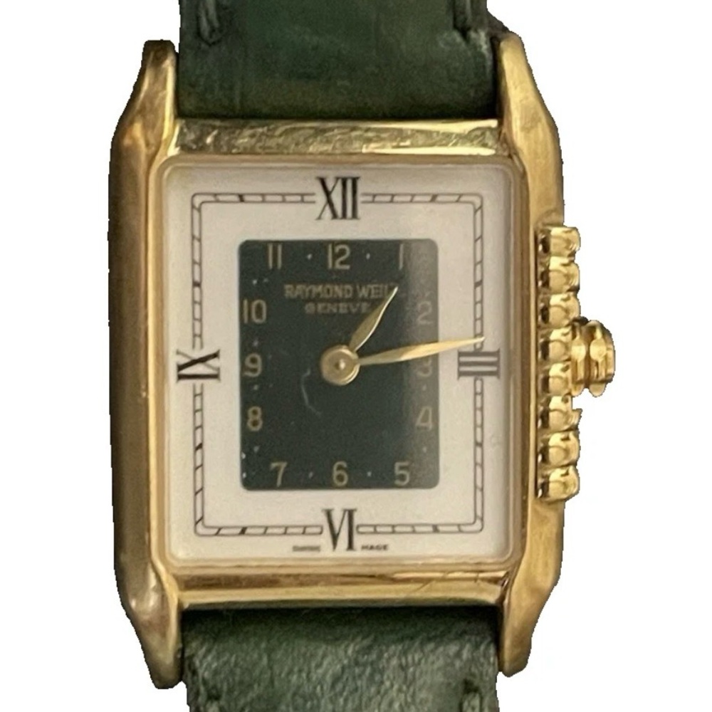Raymond Weil 5865 Classic Tank 18K Gold Electroplate Watch Running Original Band